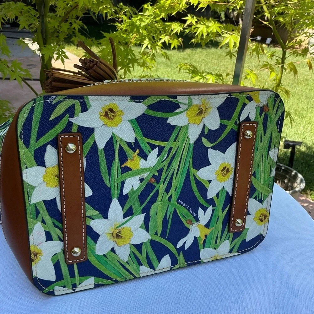 Dooney & Bourke Daffodil Navy Floral Drawstring Bucket Hobo Shoulder Bag Set NWT